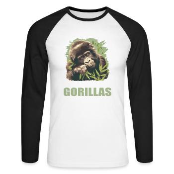Gorillas Gorilla - Unisex Baseballshirt langarm - Weiß/Schwarz - Vorne - Nik (191cm)