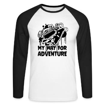 Handball My Way For Adventure - Unisex Long Sleeve Baseball T-Shirt - white/black - Front - Nik (191cm)