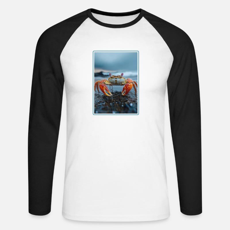 Krabbe Krabben - Unisex Baseballshirt langarm - Weiß/Schwarz