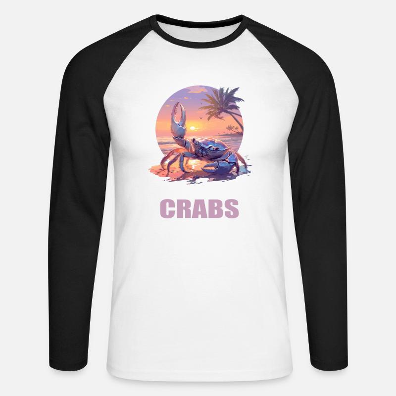 Krabbe Krabben - Unisex Baseballshirt langarm - Weiß/Schwarz