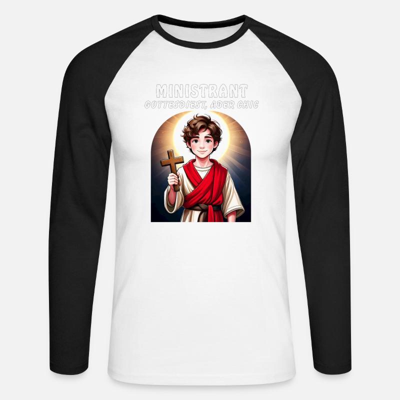 CHIERICHETTO DI DIO, MA CHIC - Maglia da baseball a manica lunga da uomo - bianco/nero