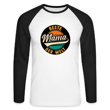 Beste Mama Der Welt - Unisex Baseballshirt langarm - Weiß/Schwarz - Vorne - Nik (191cm)