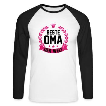 Beste Oma Der Welt - Unisex Baseballshirt langarm - Weiß/Schwarz - Vorne - Nik (191cm)