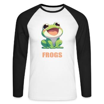 Frosch Frösche - Unisex Baseballshirt langarm - Weiß/Schwarz - Vorne - Nik (191cm)
