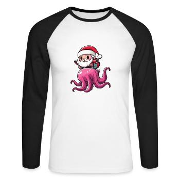 Méduse Père Noël dessin animé - T-shirt baseball manches longues Homme - blanc/noir - Devant - Nik (191cm)
