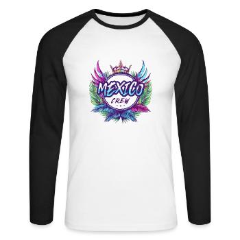 Mexiko Crew Bunt - Unisex Baseballshirt langarm - Weiß/Schwarz - Vorne - Nik (191cm)