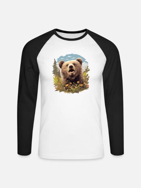 Grizzlybären Grizzlybär - Unisex Baseballshirt langarm - Weiß/Schwarz
