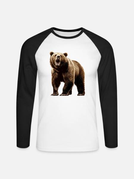 Grizzlybären Grizzlybär - Unisex Baseballshirt langarm - Weiß/Schwarz