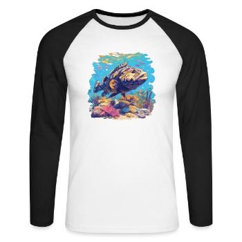 mérou mérou - T-shirt baseball manches longues Homme - blanc/noir - Devant - Nik (191cm)