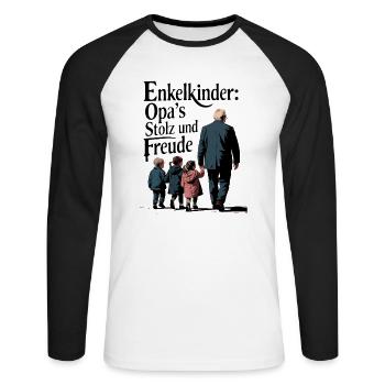 Petits-enfants - La fierté et la joie de grand-père - T-shirt baseball manches longues Homme - blanc/noir - Devant - Nik (191cm)