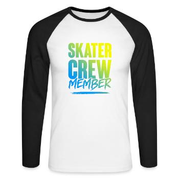 Skater Crew - Unisex Baseballshirt langarm - Weiß/Schwarz - Vorne - Nik (191cm)