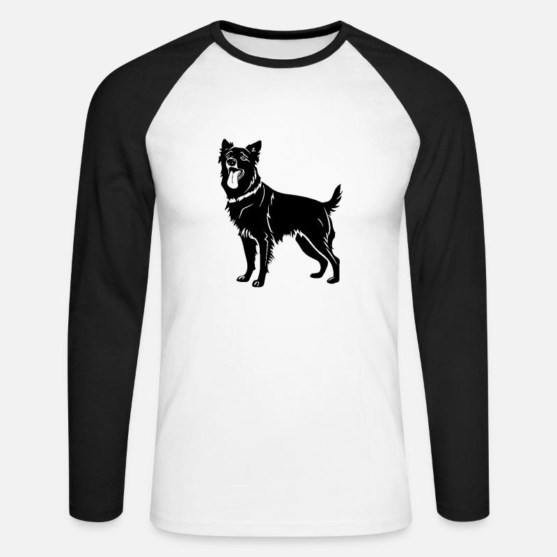 Australian Shepherd Hund - Unisex Baseballshirt langarm - Weiß/Schwarz