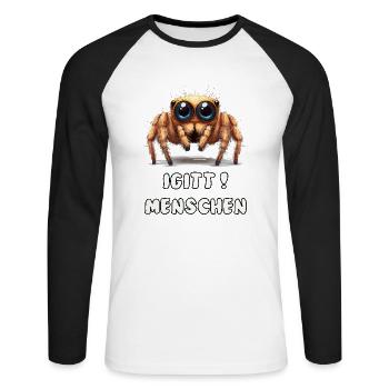 Lustige Spinne mit Spruch - Unisex Baseballshirt langarm - Weiß/Schwarz - Vorne - Nik (191cm)