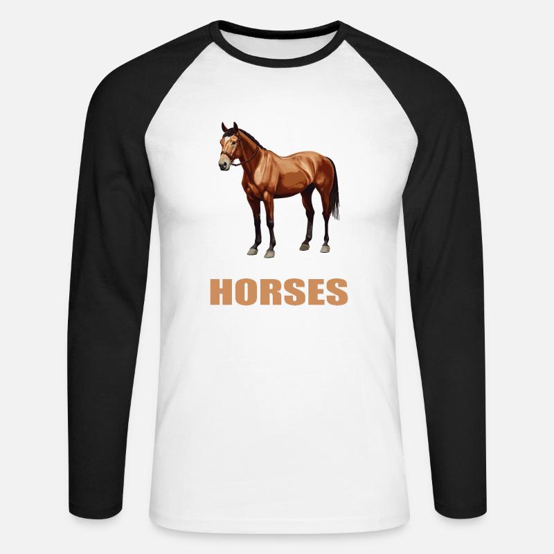 Pferde Pferd - Unisex Baseballshirt langarm - Weiß/Schwarz