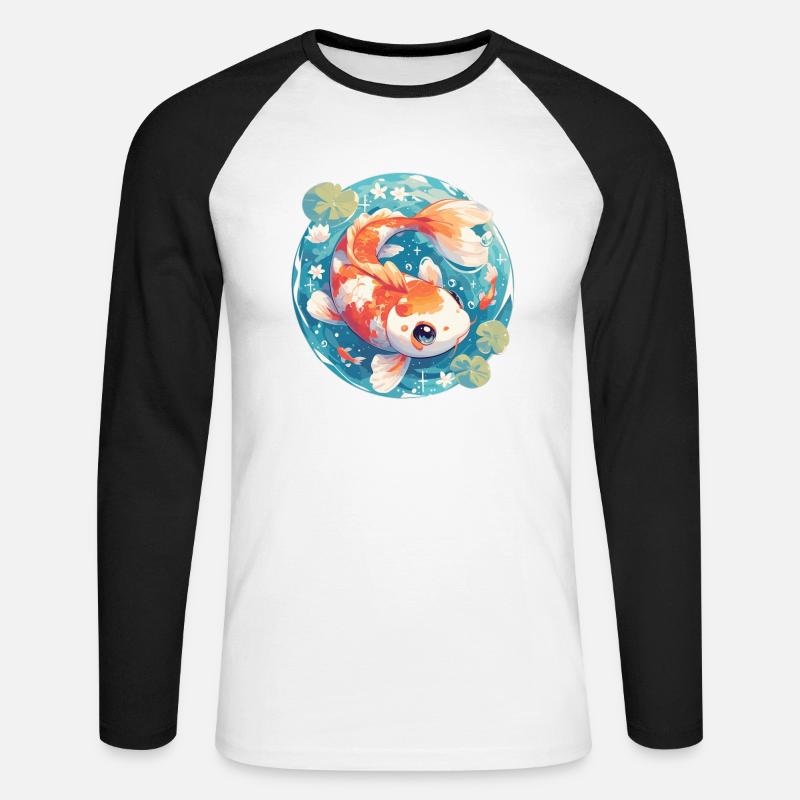 Kois Koi Karpfen - Unisex Baseballshirt langarm - Weiß/Schwarz