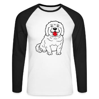 Cher chien tire la langue joyeusement - T-shirt baseball manches longues Homme - blanc/noir - Devant - Nik (191cm)