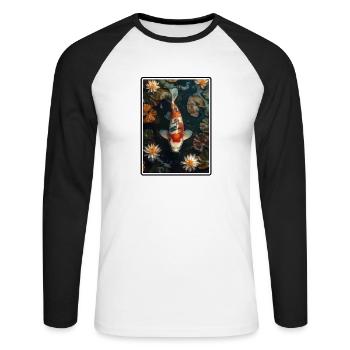 Koi Koi Carpe - T-shirt baseball manches longues Homme - blanc/noir - Devant - Nik (191cm)