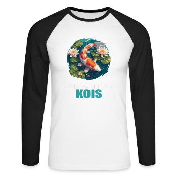 Koi Koi Carpe - T-shirt baseball manches longues Homme - blanc/noir - Devant - Nik (191cm)