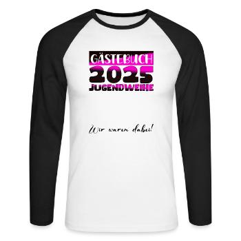 Jugendweihe 2025 Livre d’or Cadeau Filles Garçons - T-shirt baseball manches longues Homme - blanc/noir - Devant - Nik (191cm)
