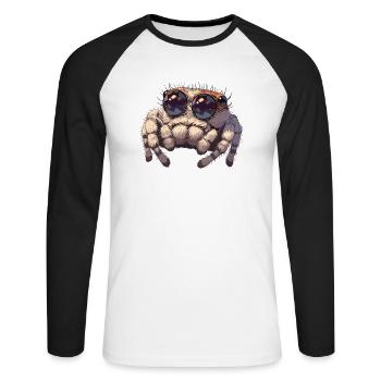 Jumping Spider Springspinnen Springspinne - Unisex Baseballshirt langarm - Weiß/Schwarz - Vorne - Nik (191cm)