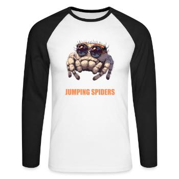 Jumping Spider Springspinnen Springspinne - Unisex Baseballshirt langarm - Weiß/Schwarz - Vorne - Nik (191cm)
