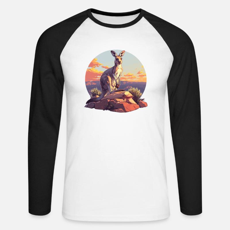 Kängurus Känguru - Unisex Baseballshirt langarm - Weiß/Schwarz