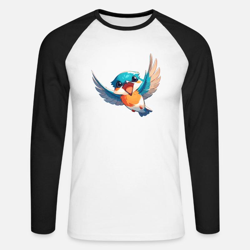 Eisvögel Eisvogel - Unisex Baseballshirt langarm - Weiß/Schwarz