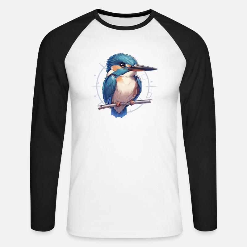 Eisvögel Eisvogel - Unisex Baseballshirt langarm - Weiß/Schwarz