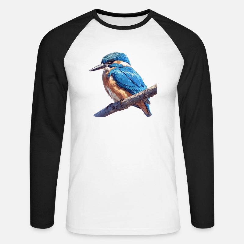 Eisvögel Eisvogel - Unisex Baseballshirt langarm - Weiß/Schwarz