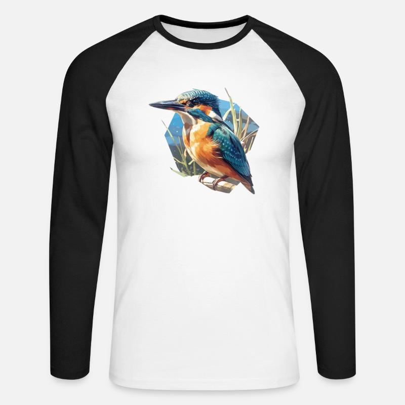 Eisvögel Eisvogel - Unisex Baseballshirt langarm - Weiß/Schwarz