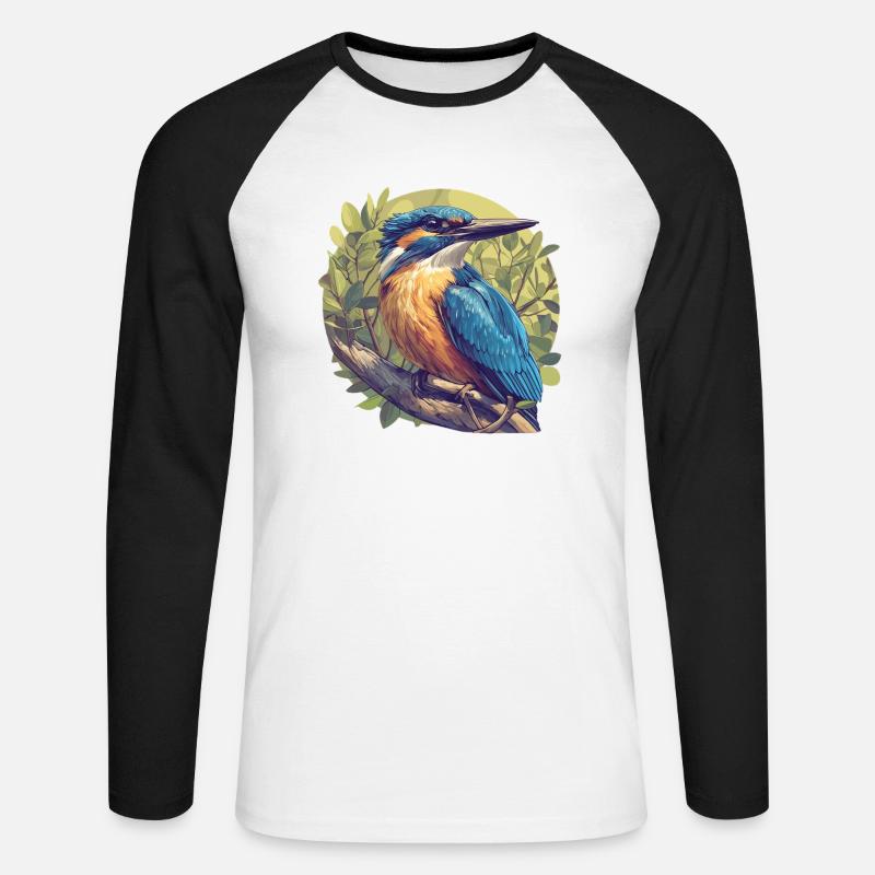 Eisvögel Eisvogel - Unisex Baseballshirt langarm - Weiß/Schwarz