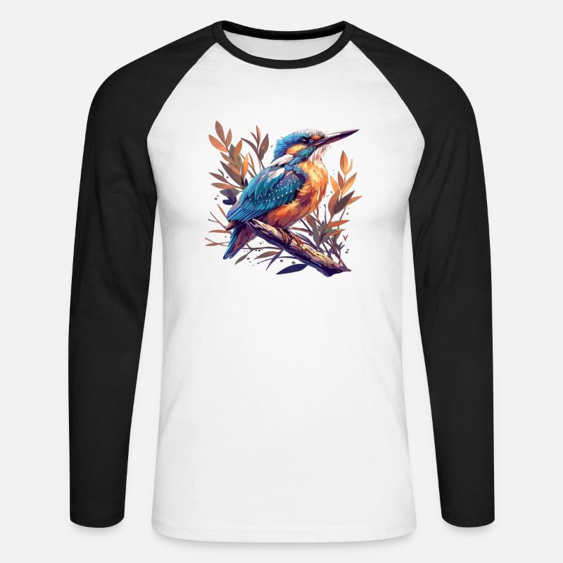 Eisvögel Eisvogel - Unisex Baseballshirt langarm - Weiß/Schwarz