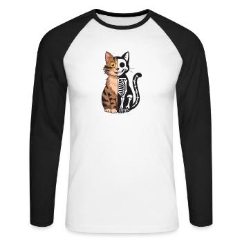 Le chat de Schrödinger mort et vif - T-shirt baseball manches longues Homme - blanc/noir - Devant - Nik (191cm)