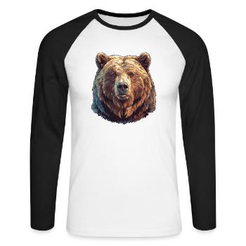 Ours Kodiak Ours Kodiak - T-shirt baseball manches longues Homme - blanc/noir - Devant - Nik (191cm)