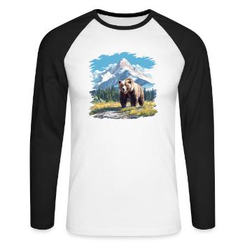Ours Kodiak Ours Kodiak - T-shirt baseball manches longues Homme - blanc/noir - Devant - Nik (191cm)