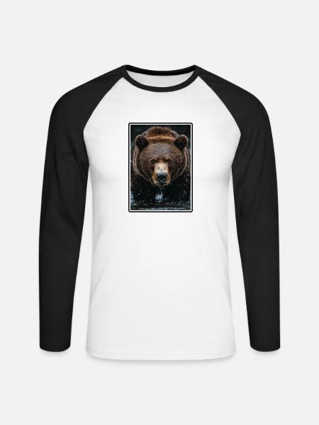 Kodiak Bear Kodiak Bear - Unisex Long Sleeve Baseball T-Shirt - white/black