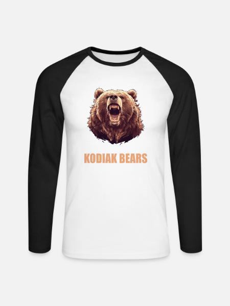Kodiakbären Kodiakbär - Unisex Baseballshirt langarm - Weiß/Schwarz