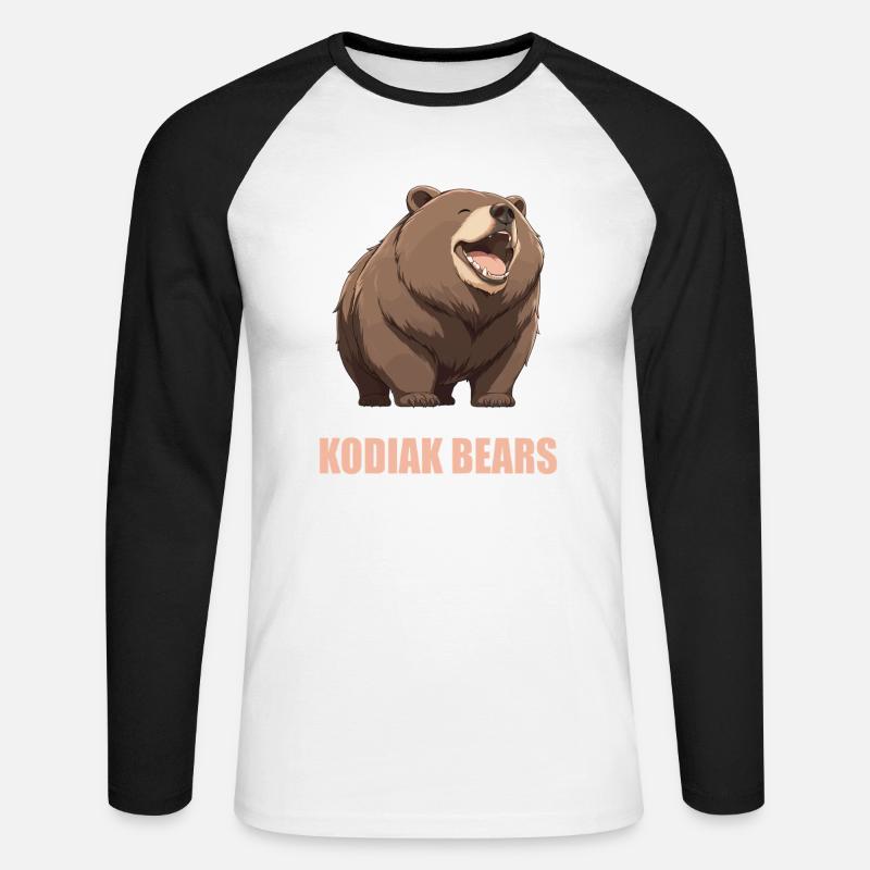 Kodiakbären Kodiakbär - Unisex Baseballshirt langarm - Weiß/Schwarz