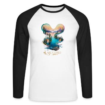 Comer See Ikonische italienische Schönheit Reise - Unisex Baseballshirt langarm - Weiß/Schwarz - Vorne - Nik (191cm)