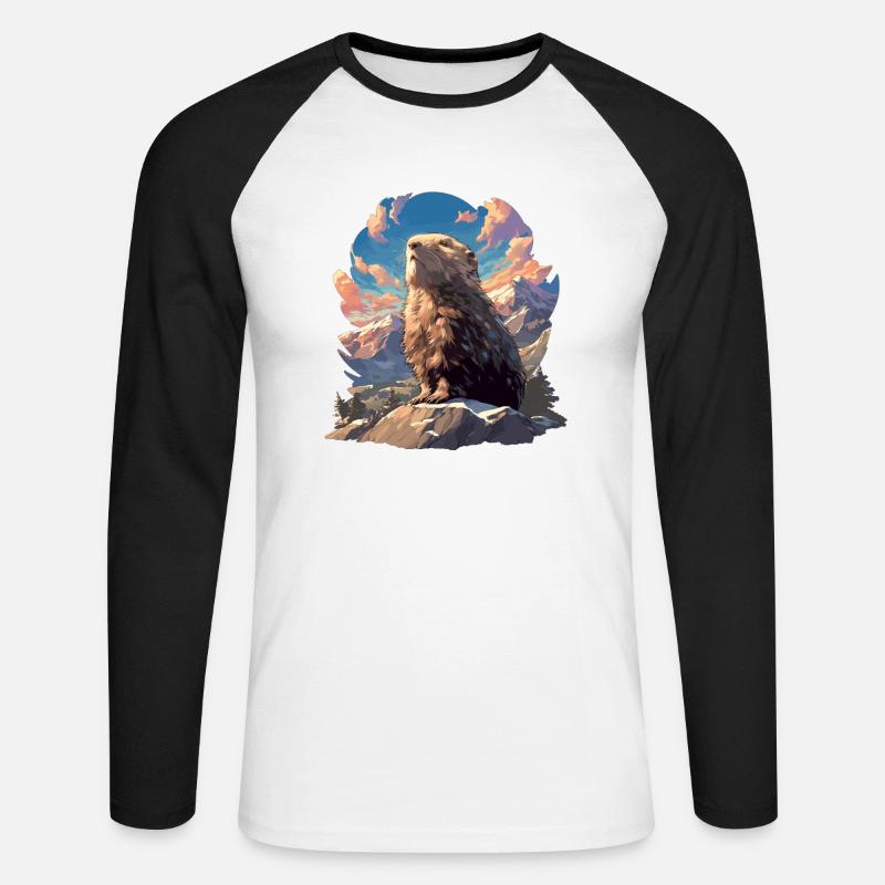 Lemminge Lemming - Unisex Baseballshirt langarm - Weiß/Schwarz