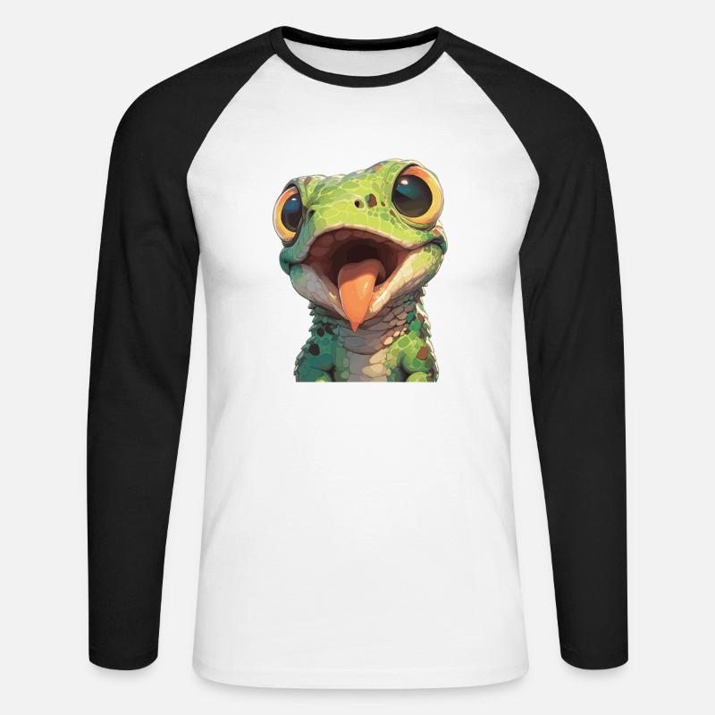 Eidechsen Eidechse - Unisex Baseballshirt langarm - Weiß/Schwarz