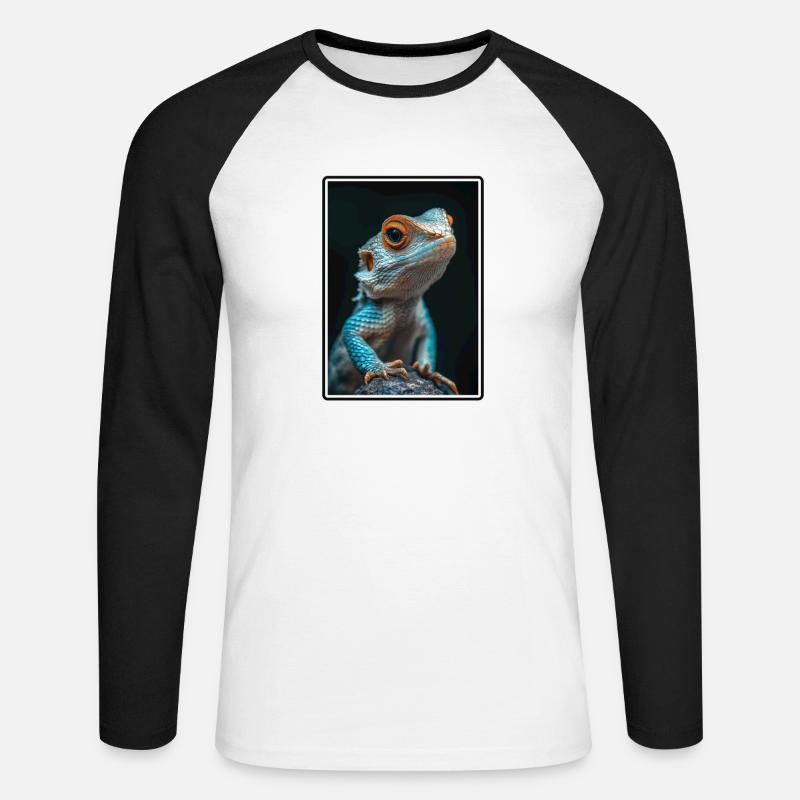 Eidechsen Eidechse - Unisex Baseballshirt langarm - Weiß/Schwarz