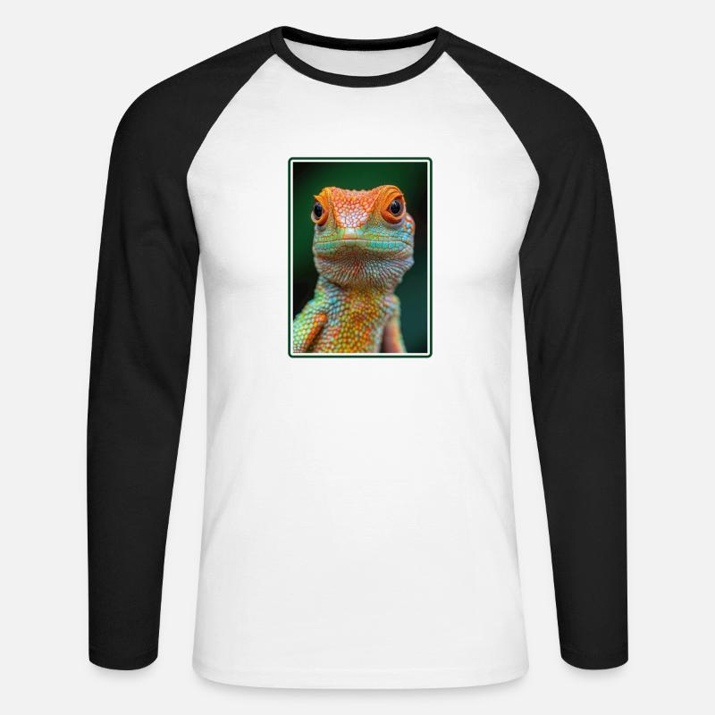 Eidechsen Eidechse - Unisex Baseballshirt langarm - Weiß/Schwarz