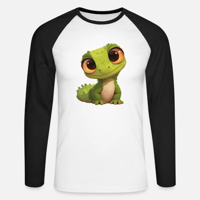 Eidechsen Eidechse - Unisex Baseballshirt langarm - Weiß/Schwarz