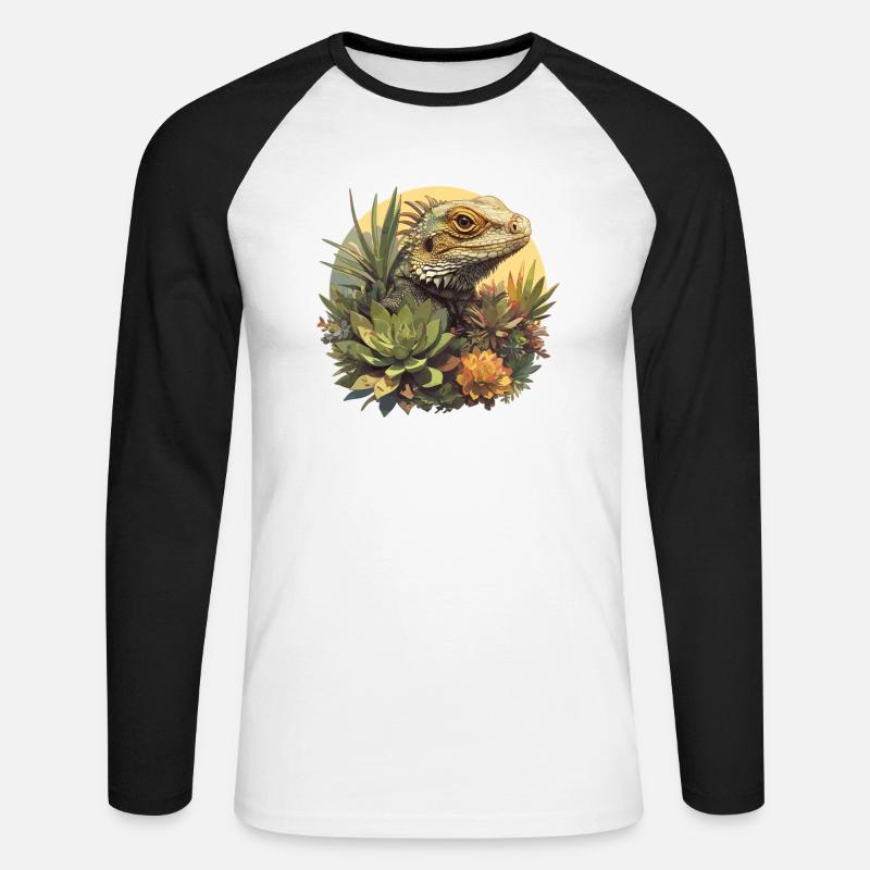 Eidechsen Eidechse - Unisex Baseballshirt langarm - Weiß/Schwarz