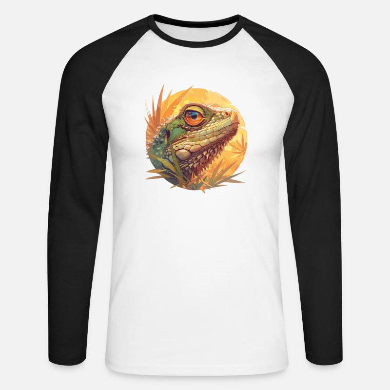 Eidechsen Eidechse - Unisex Baseballshirt langarm - Weiß/Schwarz
