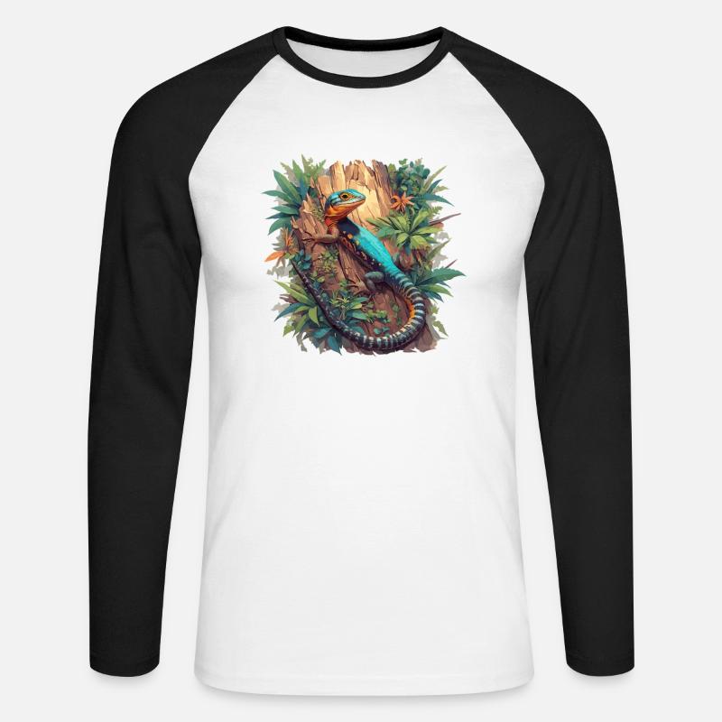 Eidechsen Eidechse - Unisex Baseballshirt langarm - Weiß/Schwarz