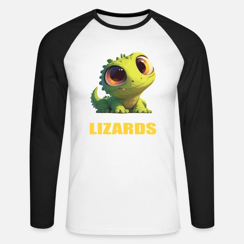 Eidechsen Eidechse - Unisex Baseballshirt langarm - Weiß/Schwarz