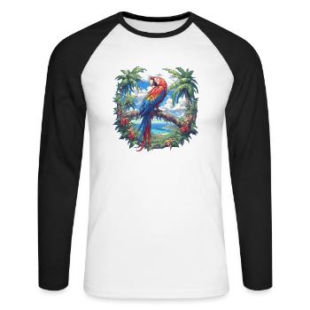 Macaw's Era - Unisex Long Sleeve Baseball T-Shirt - white/black - Front - Nik (191cm)