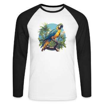Macaw's Era - Unisex Long Sleeve Baseball T-Shirt - white/black - Front - Nik (191cm)